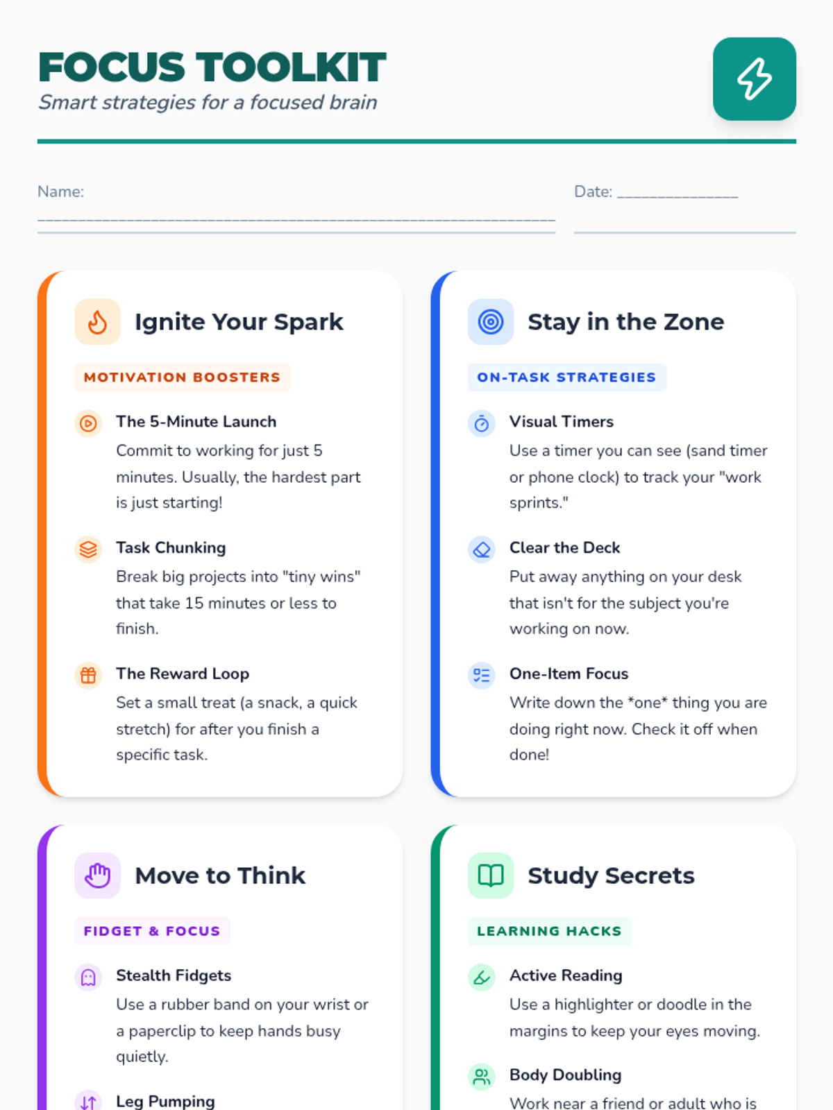 Focus Toolkit Handout • Material • Lenny Learning