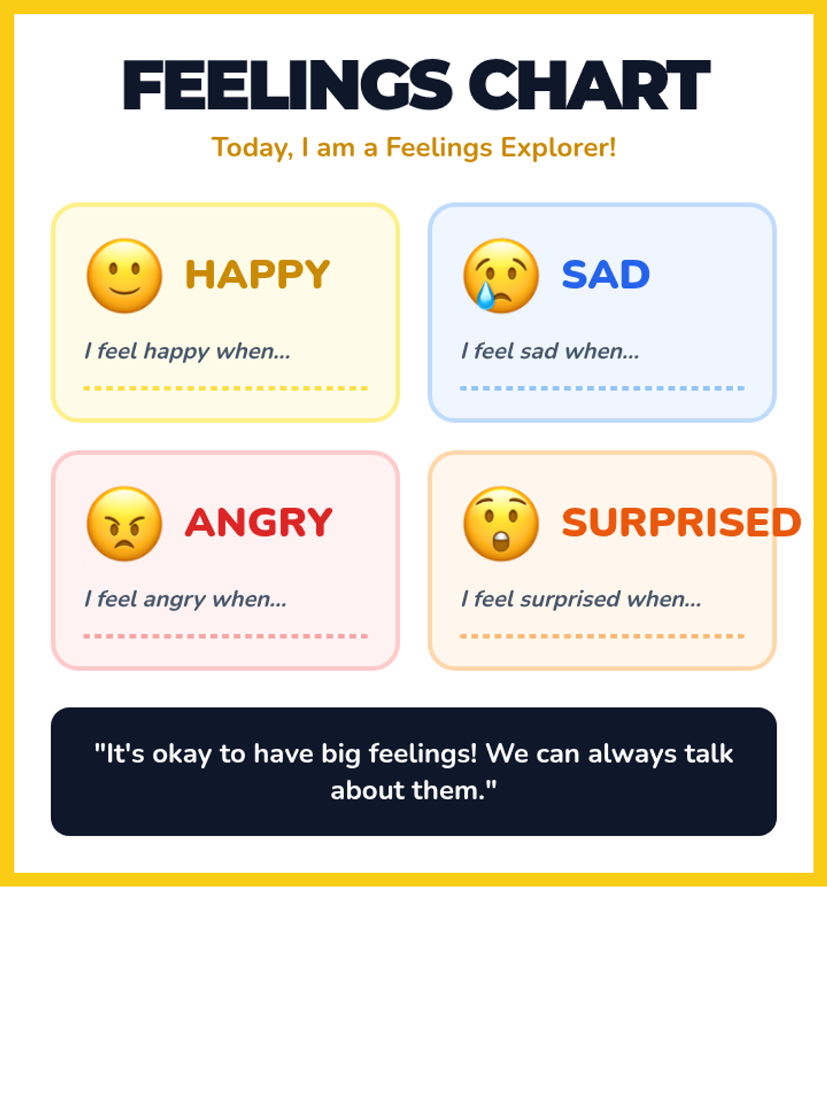 Feelings Chart Poster Activity • Material • Lenny Learning