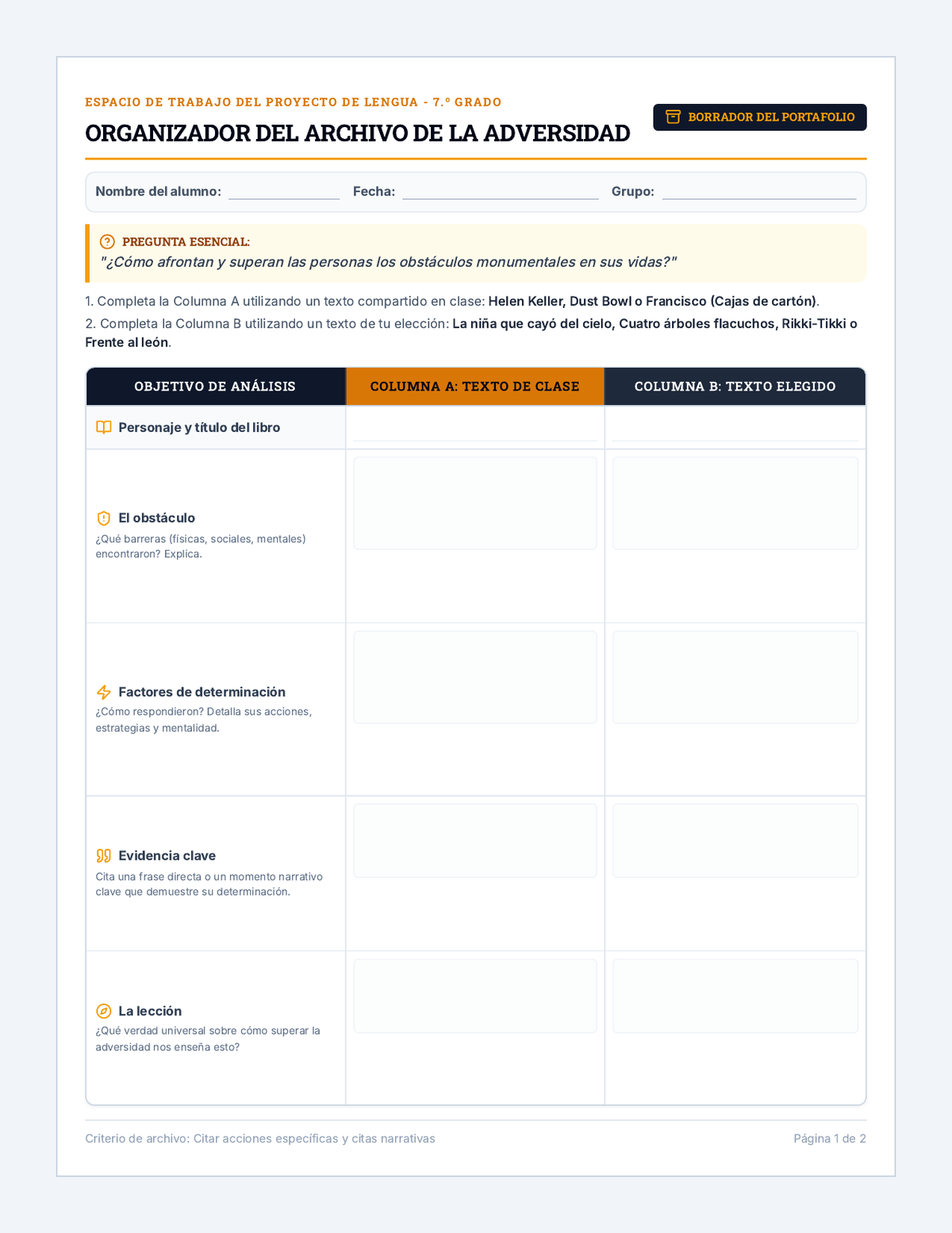 Adversity Archive Organizer page 1