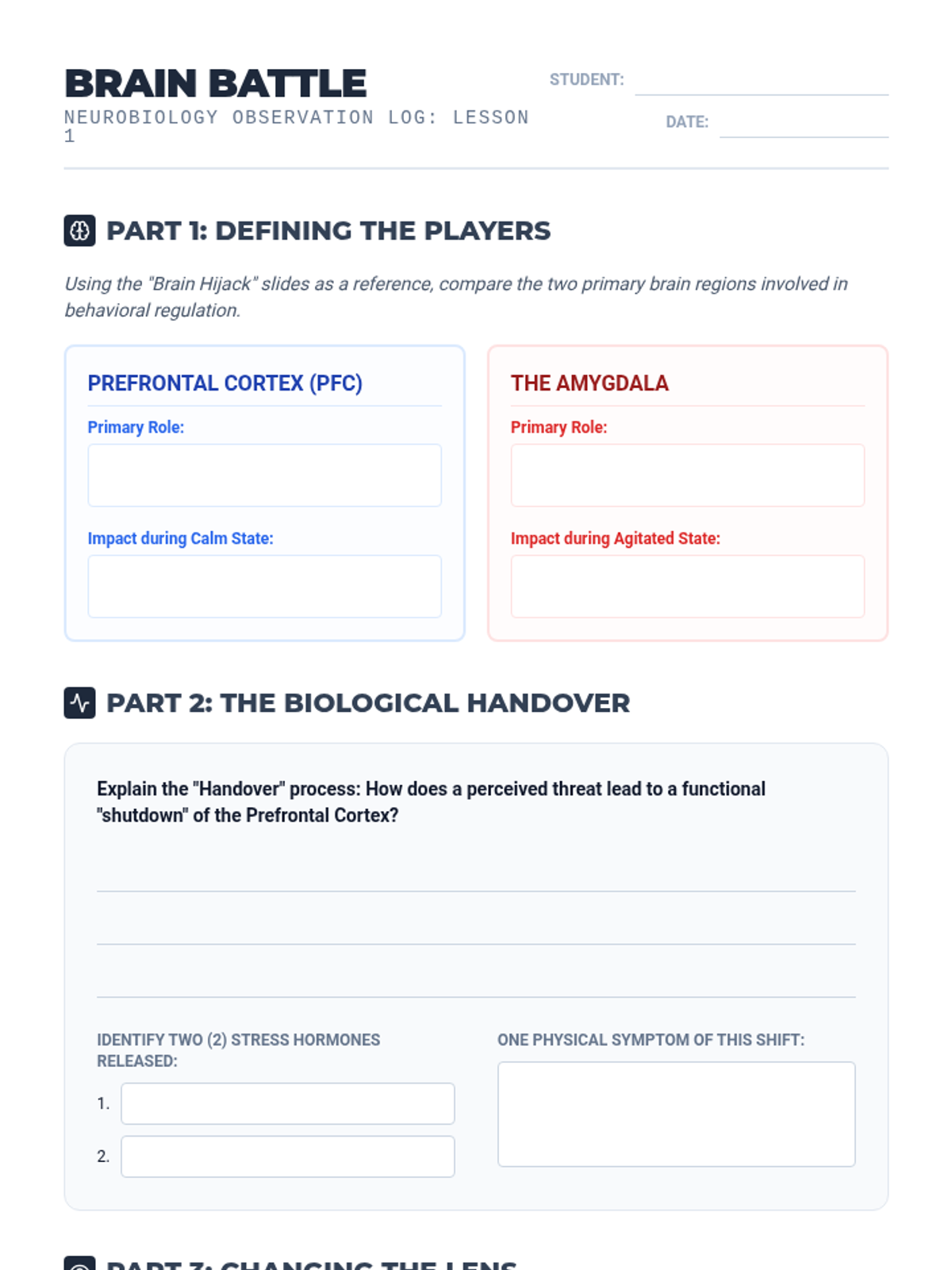 Brain Battle Worksheet