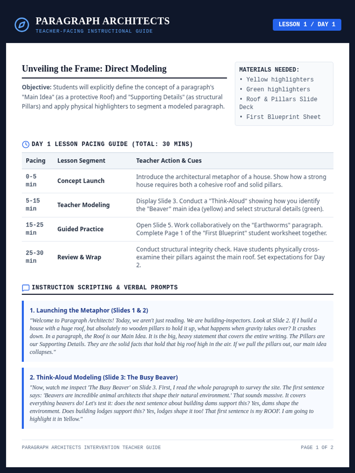 Modeling Masterclass Teacher Guide