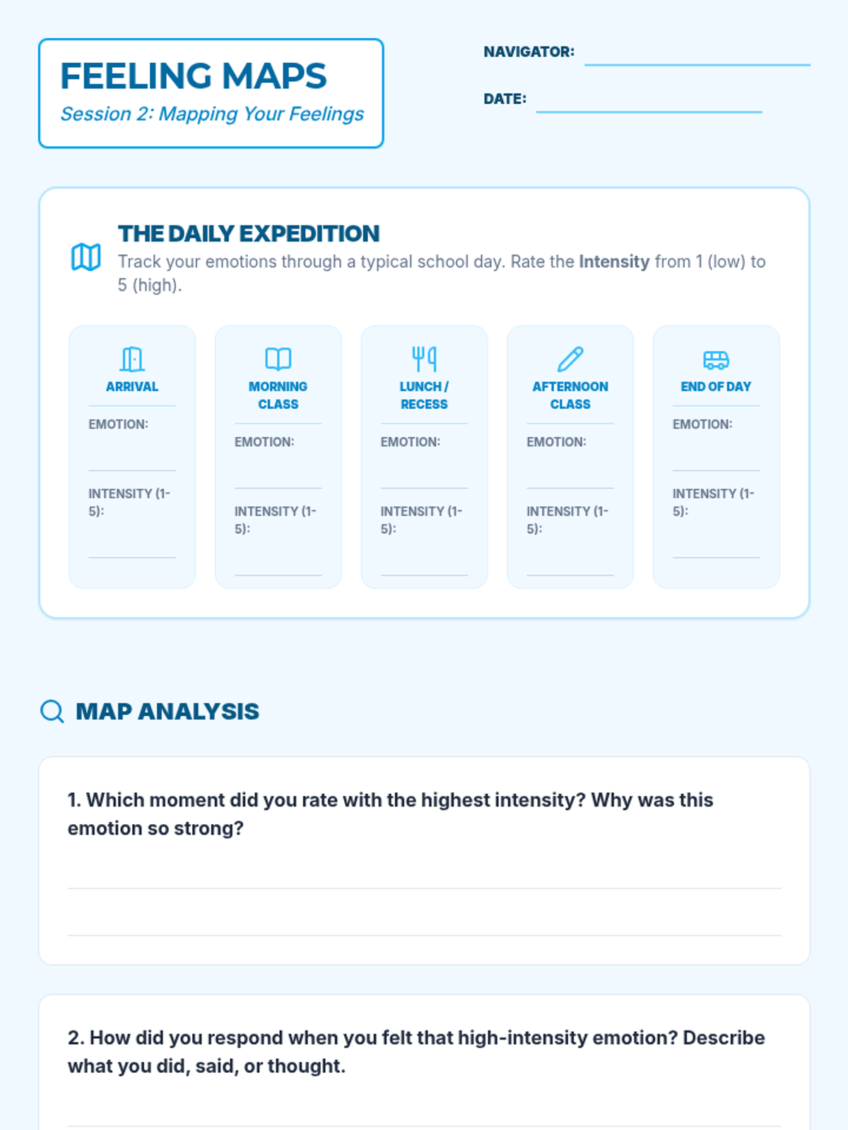 Feeling Maps Emotion Tracker Worksheet • Material • Lenny Learning