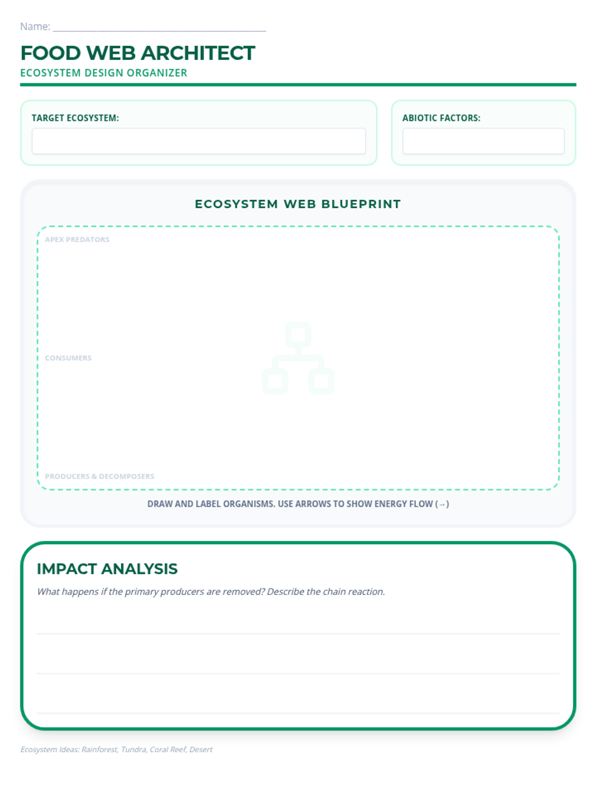 Food Web Architect Organizer