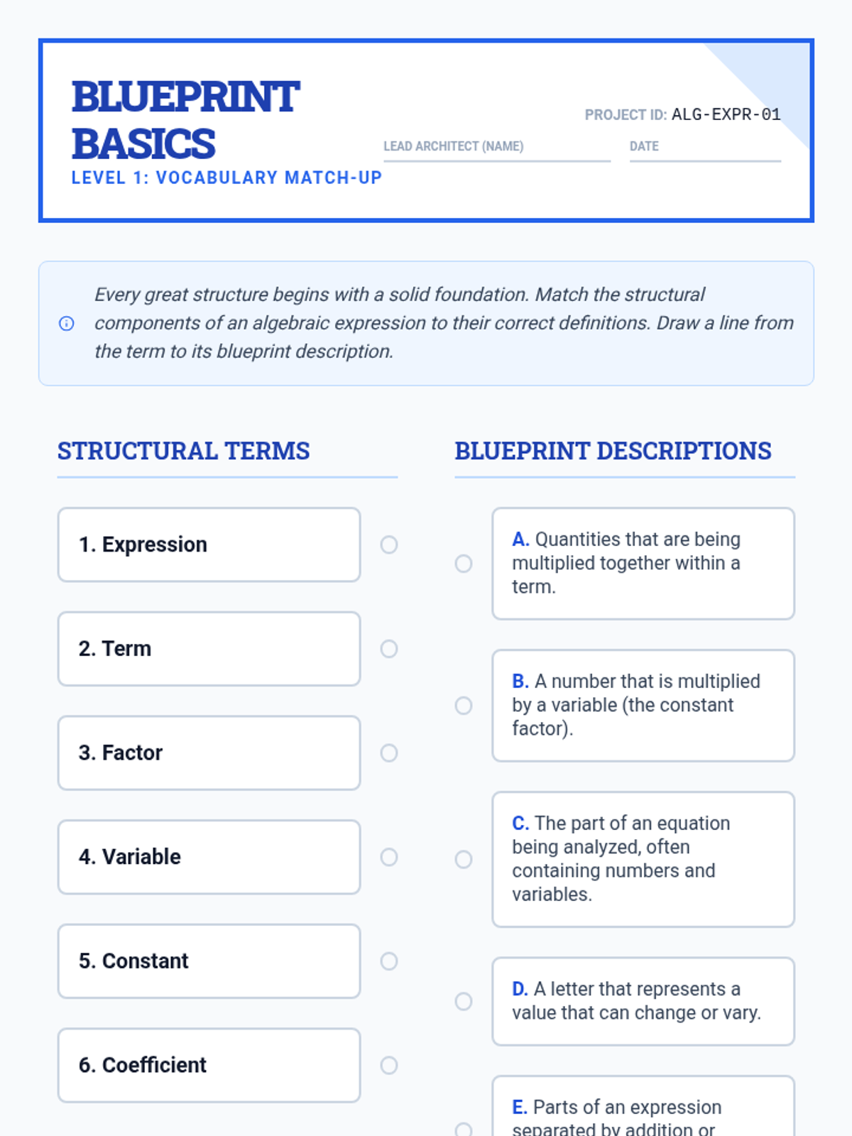 Blueprint Dimensions Worksheet.pdf Blueprint Basics Worksheet • Material • Lenny.com