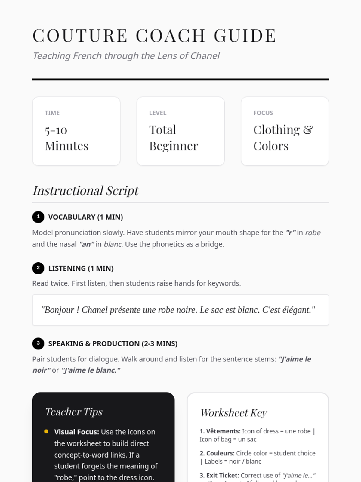 Couture Coach Guide
