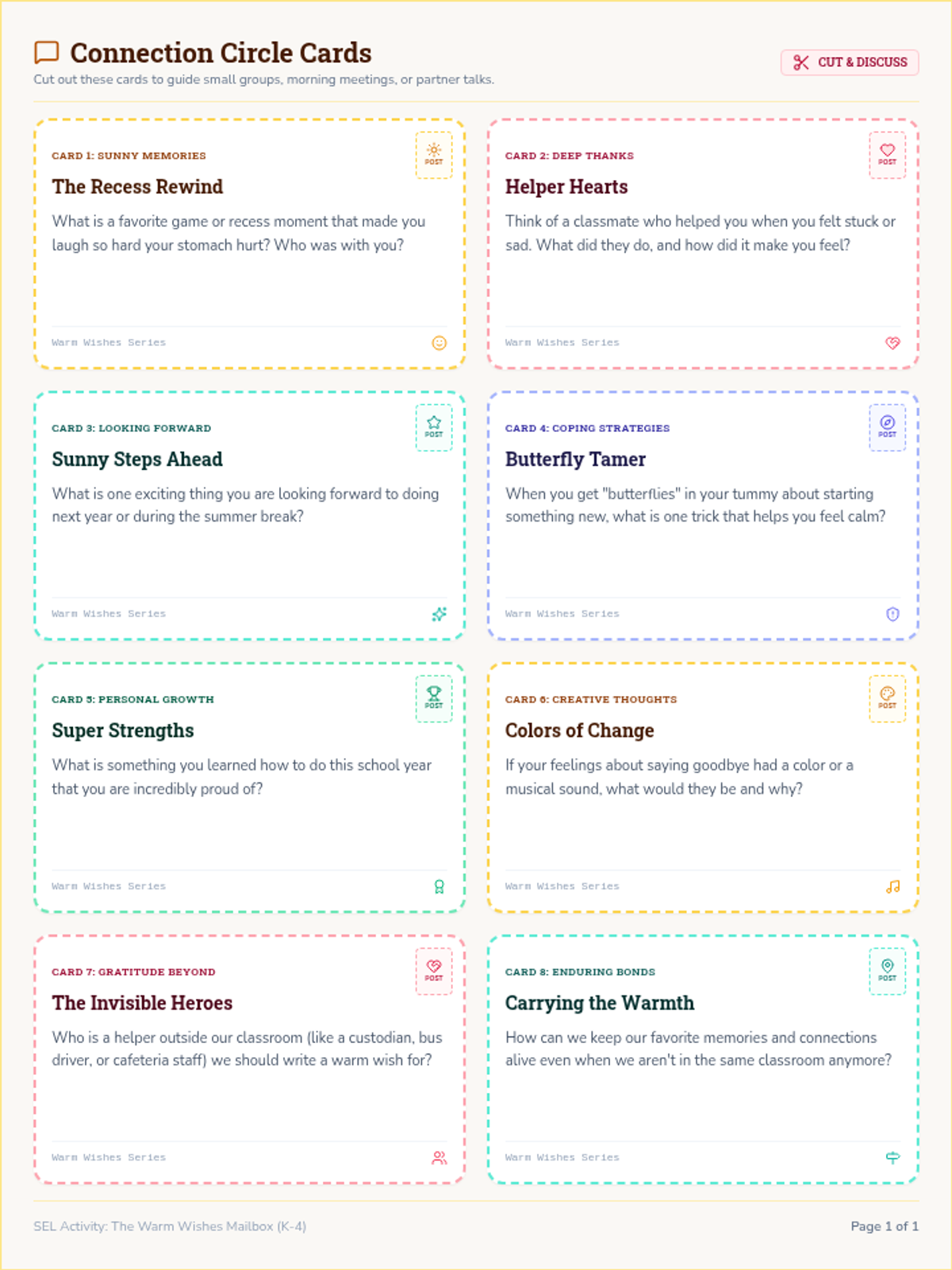 Warm Wishes Discussion Cards