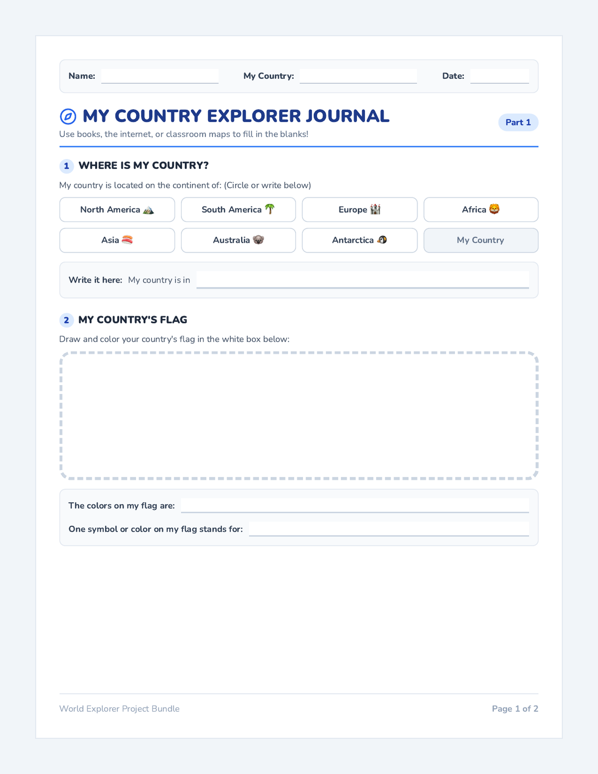 World Explorer Scaffold Worksheets page 1